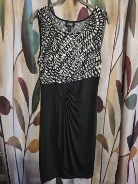 JSP Black & White Printed Sleeveless Midi Dress